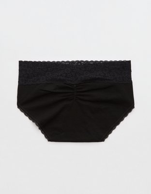 Superchill Vintage Lace Cotton Boybrief Underwear - True Black