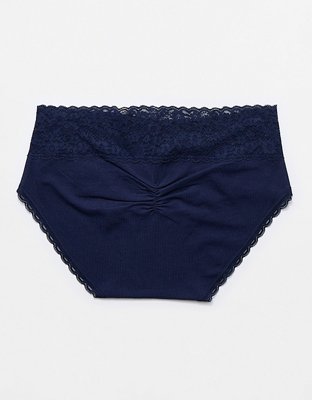 Superchill Vintage Lace Cotton Boybrief Underwear - Navy