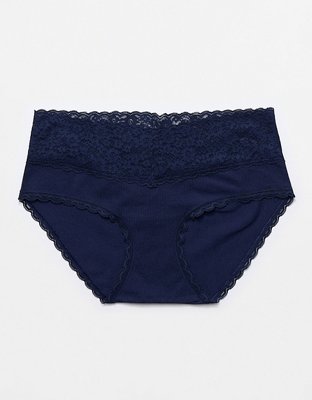 Superchill Vintage Lace Cotton Boybrief Underwear - Navy
