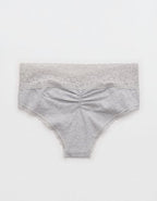 Superchill Vintage Lace Cotton Cheeky Underwear - Medium Heather Gray