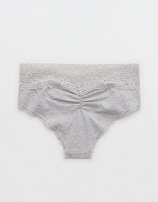 Superchill Vintage Lace Cotton Cheeky Underwear - Medium Heather Gray