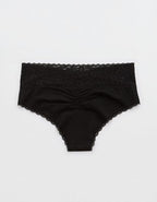 Superchill Vintage Lace Cotton Cheeky Underwear - True Black