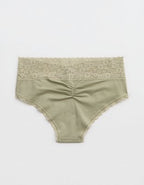 Superchill Vintage Lace Cotton Cheeky Underwear - Faded Olive