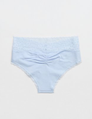 Superchill Vintage Lace Cotton Cheeky Underwear - Eyelet Blue
