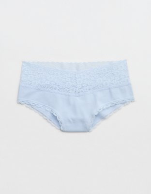 Superchill Vintage Lace Cotton Cheeky Underwear - Eyelet Blue