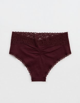 Superchill Vintage Lace Cotton Cheeky Underwear - Royal Berry