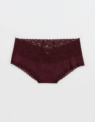 Superchill Vintage Lace Cotton Cheeky Underwear - Royal Berry