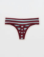 Superchill Cotton Button Thong Underwear - Deep Ruby