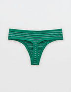 Superchill Cotton Button Thong Underwear - Emerald Isle
