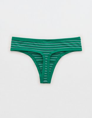 Superchill Cotton Button Thong Underwear - Emerald Isle