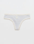 Superchill Cotton Button Thong Underwear - Monaco Blue
