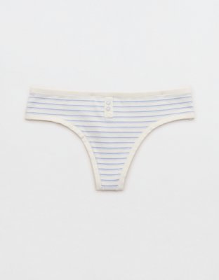 Superchill Cotton Button Thong Underwear - Monaco Blue