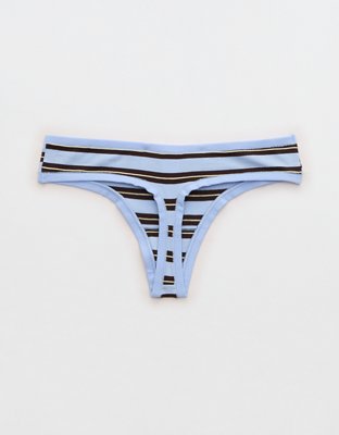 Superchill Cotton Button Thong Underwear - Cloudy Blue