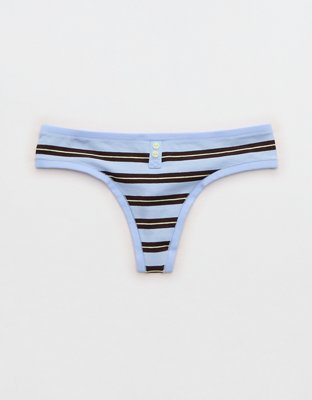 Superchill Cotton Button Thong Underwear - Cloudy Blue