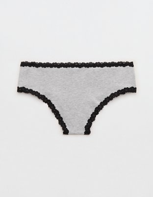 Superchill Cotton Lace Cheeky Underwear - Medium Heather Gray