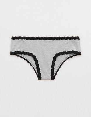 Superchill Cotton Lace Cheeky Underwear - Medium Heather Gray