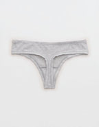 Superchill Cotton Button Thong Underwear - Medium Heather Gray