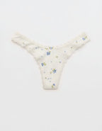 Superchill Cotton Pointelle Lace Thong Underwear - Soft Muslin