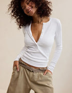 Aerie Essential Henley Layering T-Shirt - White