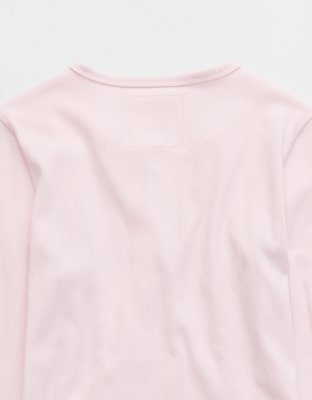 Aerie Essential Henley Layering T-Shirt - Pink Petal