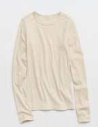 Aerie Essential Crew Layering T-Shirt - Heather Frost
