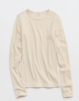 Aerie Essential Crew Layering T-Shirt - Heather Frost