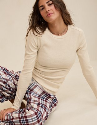 Aerie Essential Crew Layering T-Shirt - Heather Frost