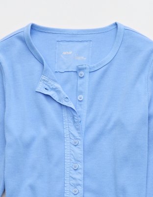 Aerie Essential Henley Layering T-Shirt - Horizon Sky