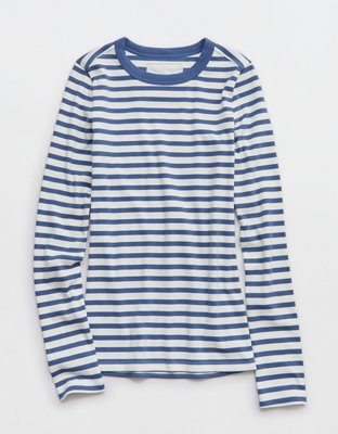 Aerie Essential Crew Layering T-Shirt - Marbled Blue