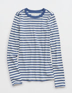 Aerie Essential Crew Layering T-Shirt - Marbled Blue