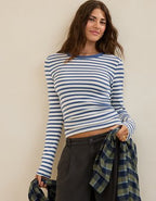Aerie Essential Crew Layering T-Shirt - Marbled Blue