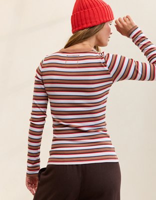 Aerie Essential Crew Layering T-Shirt - Violet Willow