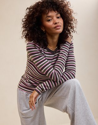 Aerie Essential Crew Layering T-Shirt - Hushed Violet