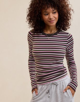 Aerie Essential Crew Layering T-Shirt - Hushed Violet