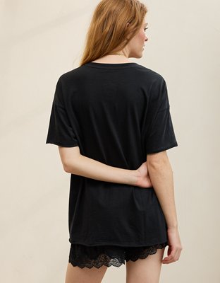 Aerie Oversized Crew Boyfriend T-Shirt - Black