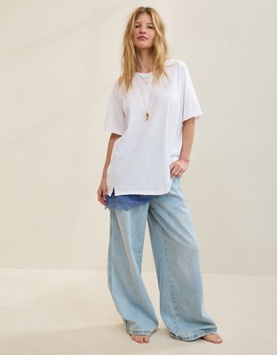 Aerie Oversized Crew Boyfriend T-Shirt - Cool White