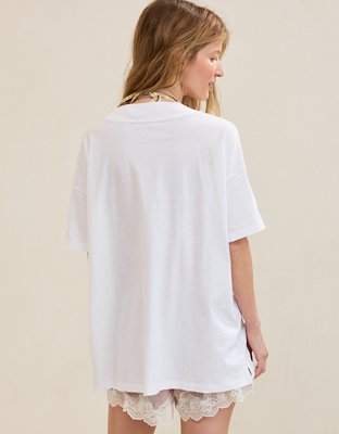 Aerie Basic V-Neck Boyfriend T-Shirt - Air White