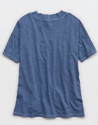 Aerie Extreme V-Neck Oversized Boyfriend T-Shirt - Steel Blue