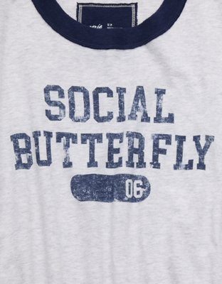 Aerie Oversized Crew Boyfriend T-Shirt - Light Faded Gray