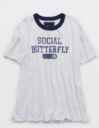 Aerie Oversized Crew Boyfriend T-Shirt - Light Faded Gray