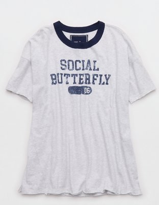 Aerie Oversized Crew Boyfriend T-Shirt - Light Faded Gray