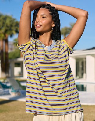 Aerie Oversized Crew Boyfriend T-Shirt - Yellow Infusion