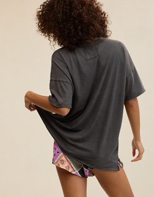 Aerie Oversized Crew Boyfriend T-Shirt - Dark Gray