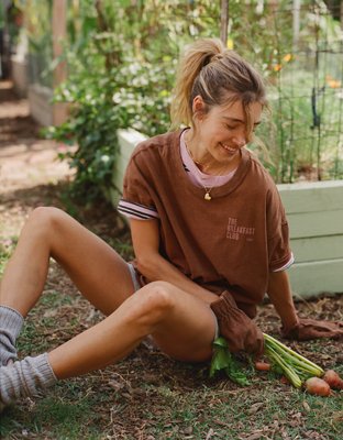 Aerie Oversized Crew Boyfriend T-Shirt - Hazelnut