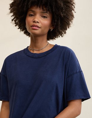 Aerie Oversized Crew Boyfriend T-Shirt - Navy