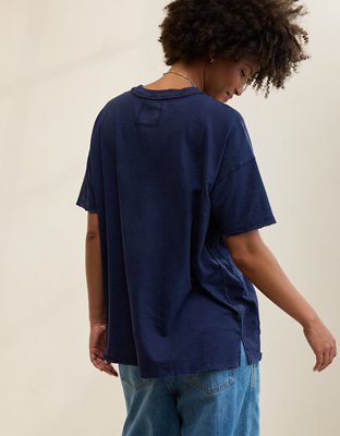 Aerie Oversized Crew Boyfriend T-Shirt - Navy
