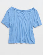 Aerie Off-The-Shoulder Relaxed T-Shirt - Horizon Sky
