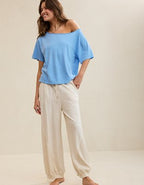 Aerie Off-The-Shoulder Relaxed T-Shirt - Horizon Sky