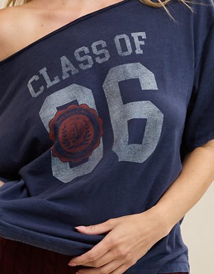 Aerie Off-The-Shoulder Relaxed T-Shirt - Royal Navy