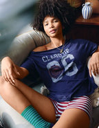 Aerie Off-The-Shoulder Relaxed T-Shirt - Royal Navy